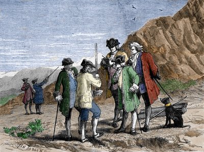 Florin Perier mesurant la hauteur du baromètre (tube de mercure) d