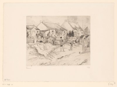 Joueurs de tennis se reposant sur la plage - Jean Emile Laboureur (signed by artist)