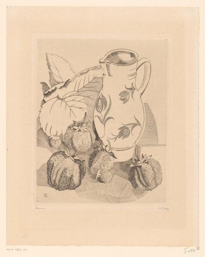 Nature morte avec fraises et cruche - Jean Emile Laboureur (signed by artist)