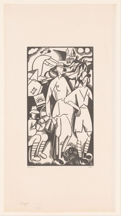 Quatre soldats dans un paysage - Jean Emile Laboureur (signed by artist)