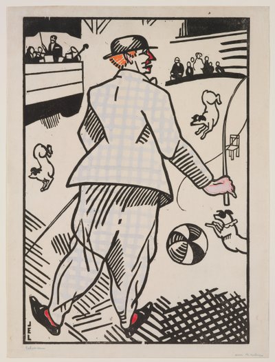 Clown avec chiens (Le Clown aux Chiens) - Jean Emile Laboureur