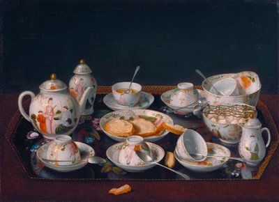French : Still Life with coffee tasses (Japanese tea service) Still Life : Tea Set - Jean-Étienne Liotard