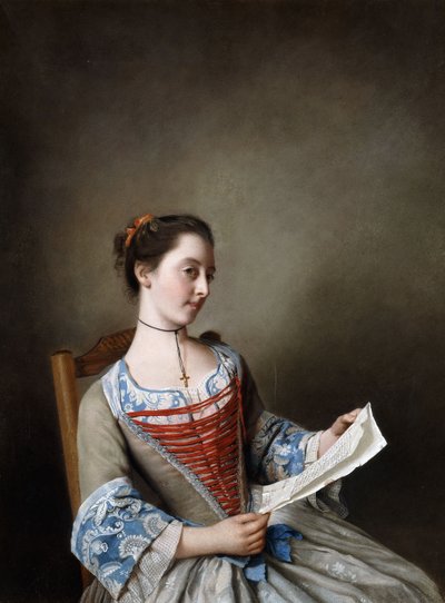 La Belle Liseuse : Portrait de Miss Susanna Lewis, assise, en costume de paysanne lyonnaise - Jean Étienne Liotard