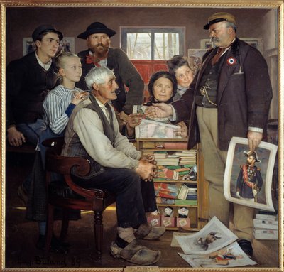 Scène de propagande boulangère. Un boulanger essaie de convaincre un vieux fermier de rejoindre le parti - Jean Eugene Buland