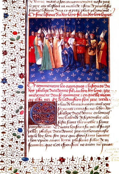 Couronnement du roi de France Philippe II Auguste en 1179, vers 1455-60 (miniature) - Jean Fouquet