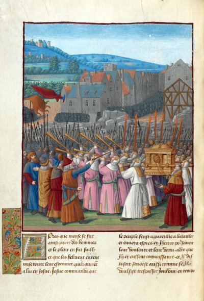 Josué et la chute de Jéricho. Illustration dans les Antiquités des Juifs de Flavius Josèphe - Jean Fouquet
