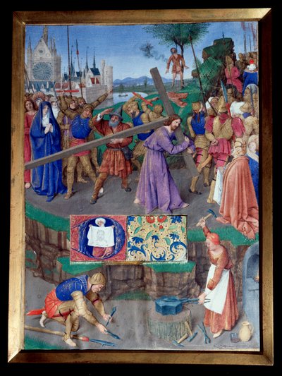 Portement de croix. Miniature tirée du "Livre d