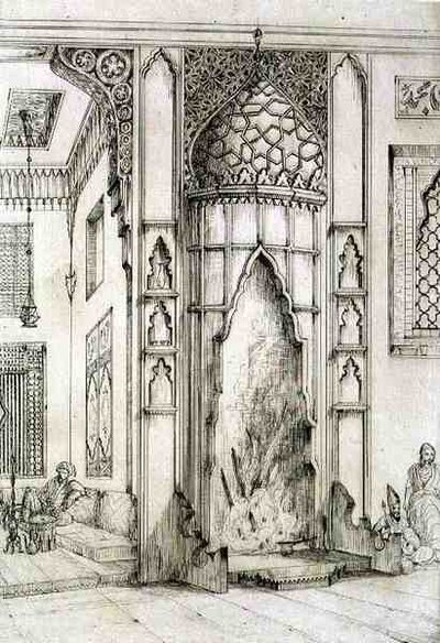 Cheminée dans le Palais des Sept Tours, à Ispahan, de 