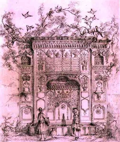 Fontaine ornementale, près de la tour de Galata à Constantinople, de 