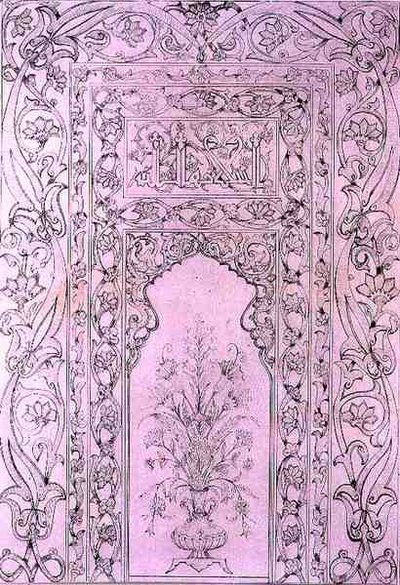 Panneau de carreaux de la mosquée bleue, à Tabriz, Perse, de 
