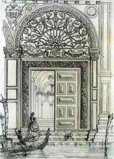 Entrée des eaux au Palais des Doges, à Venise, de 