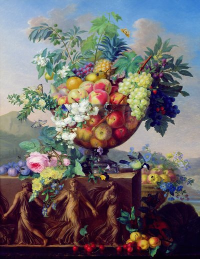 Coupe avec fleurs et fruits - Jean Francois Bony