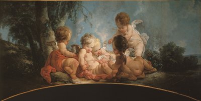Groupe de cinq Amours jouant avec des colombes, vers 1761 - Jean Francois Clermont
