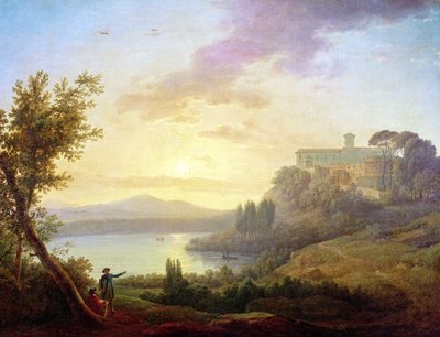 Paysage italien, coucher de soleil - Jean Francois Hue