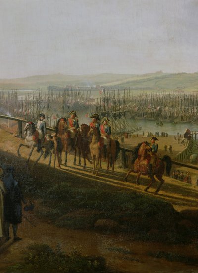 Napoléon Bonaparte (1769-1821) visitant le camp de Boulogne en juillet 1804, détail de Napoléon et la flottille, 1806 - Jean Francois Hue