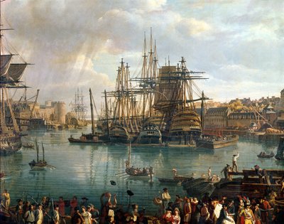 Le Port de Brest avec vue sur les navires, 1794 (détail) - Jean Francois Hue