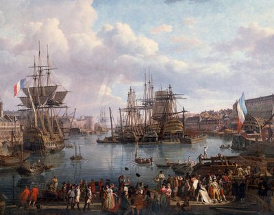 Vue du port de Brest au XVIIIe siècle (détail). Peinture de Jean-François Hue (1751-1823) XVIIIe siècle - Jean Francois Hue