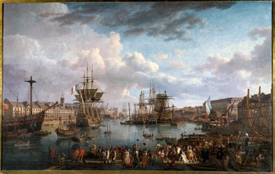 Vue du port de Brest au XVIIIe siècle. Peinture de Jean-François Hue (1751-1823) XVIIIe siècle - Jean Francois Hue