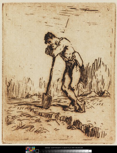 Homme appuyé sur sa bêche - Jean Francois I Millet