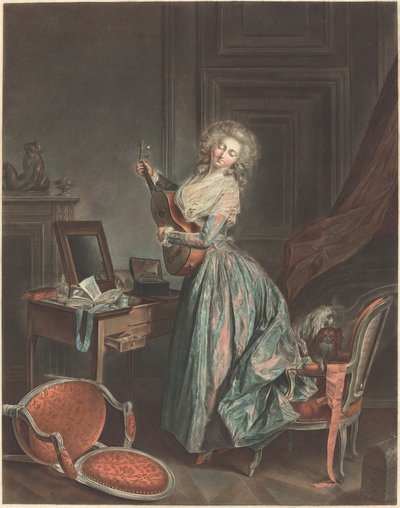 Une femme jouant de la guitare, 1788-1789 - Jean Francois Janinet