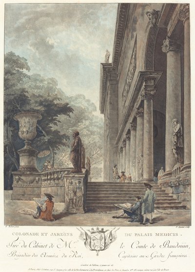 Colonnade et jardins du Palais Médicis, vers 1776 - Jean Francois Janinet