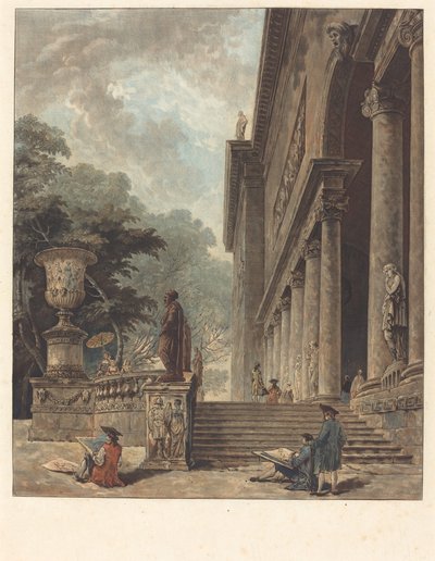 Colonnade et jardins du Palais de Médicis, vers 1776 - Jean Francois Janinet