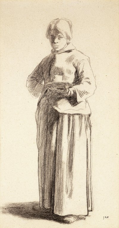 Une femme debout tenant une tasse, c.1852-56 - Jean Francois Millet