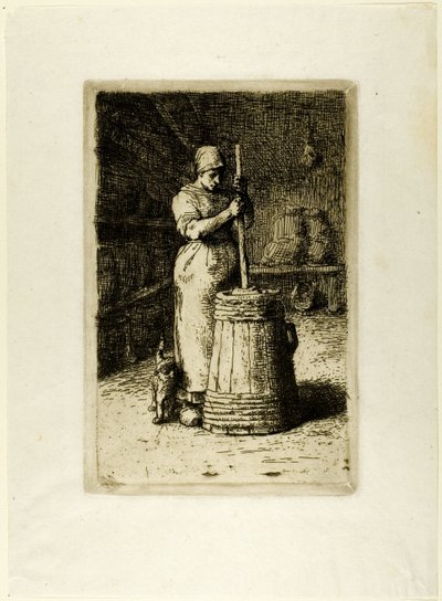 Une Femme Barattant - Jean Francois Millet