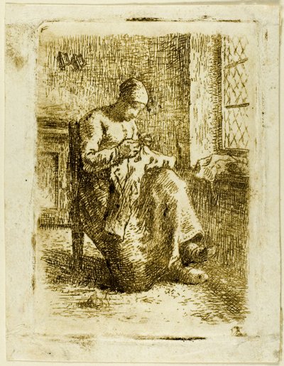 Une femme cousant - Jean Francois Millet