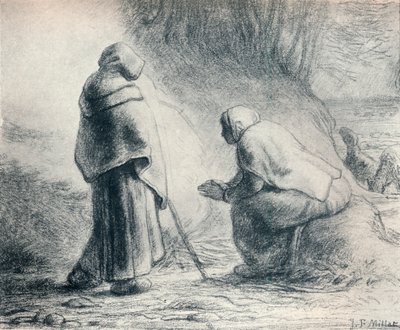 Bergers se Chauffant, XIXe siècle - Jean Francois Millet