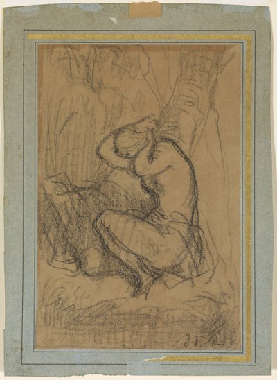 Jeune femme remontant ses longs cheveux après le bain - Jean Francois Millet
