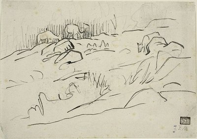 Paysage avec du bétail - Jean Francois Millet