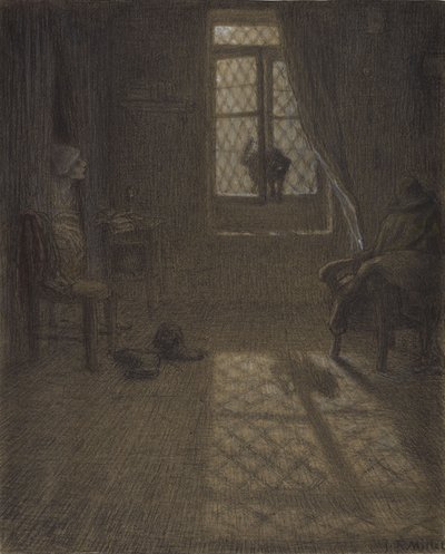 Le chat à la fenêtre, 1857-58 - Jean Francois Millet