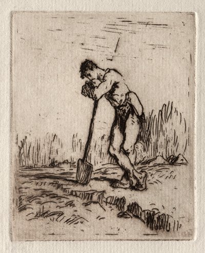 Homme appuyé sur une bêche - Jean Francois Millet