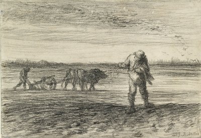Homme labourant et un autre semant, 1849-1852 - Jean Francois Millet