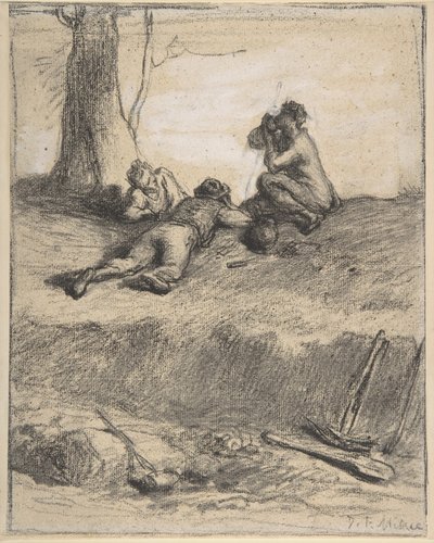Ouvriers de la route au déjeuner, c.1850-52 - Jean Francois Millet