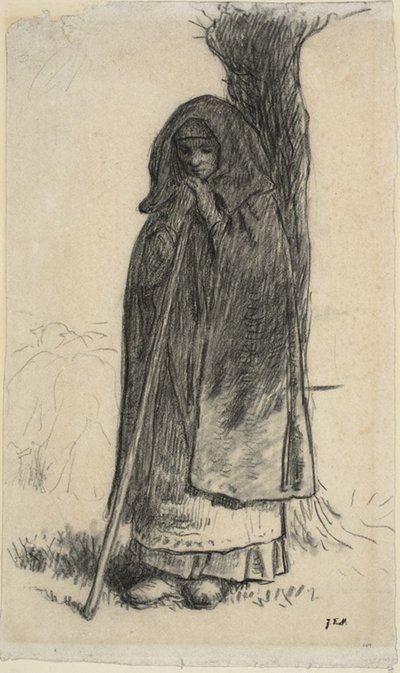 Bergère appuyée contre un arbre - Jean Francois Millet