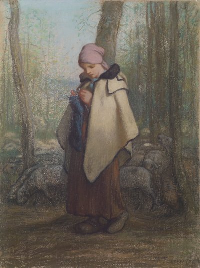 La Bergère tricotant - Jean Francois Millet
