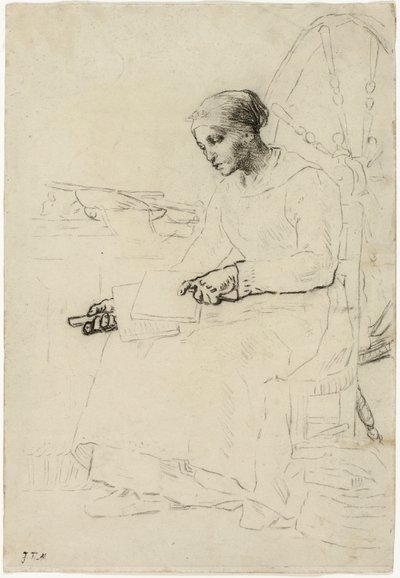La cardeuse de laine (recto); Esquisse fragmentaire d