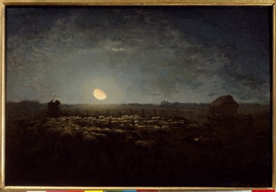 Le parc à moutons, clair de lune. Peinture de Jean François Millet (1814 - 1875) - Jean Francois Millet
