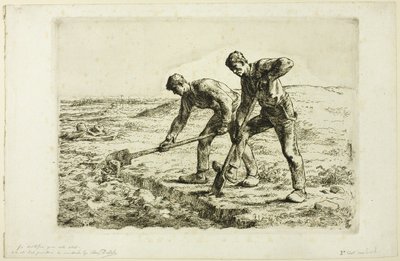 Deux hommes creusant - Jean Francois Millet