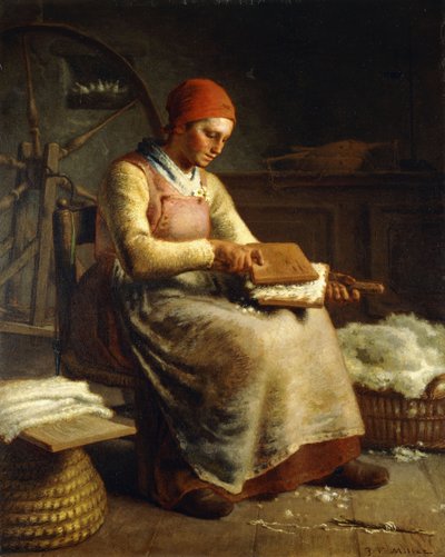 Femme cardant la laine - Jean Francois Millet