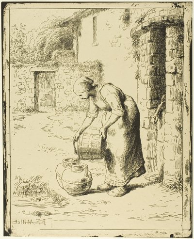 Femme vidant un seau - Jean Francois Millet