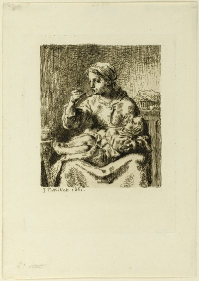Femme nourrissant son enfant - Jean Francois Millet