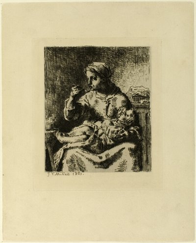 Femme nourrissant son enfant - Jean Francois Millet