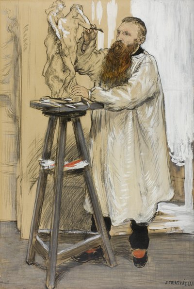 Portrait du sculpteur Auguste Rodin dans son atelier, vers 1889 - Jean Francois Raffaelli