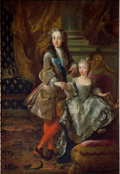 Portrait du roi Louis XV (1710-1774) et de sa fiancée Marie Anne Victoire d