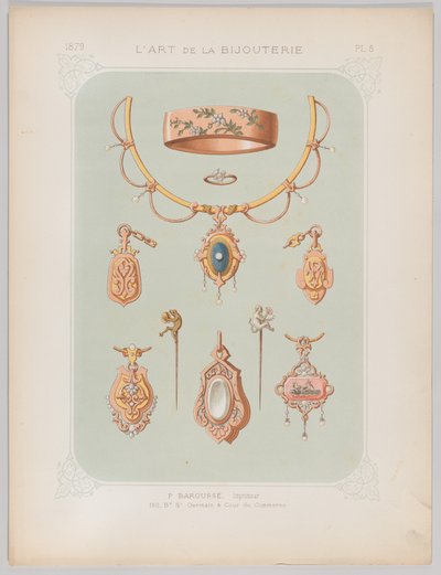 Dessins de bijoux en or et or rose, 1879 - Jean François Barousse