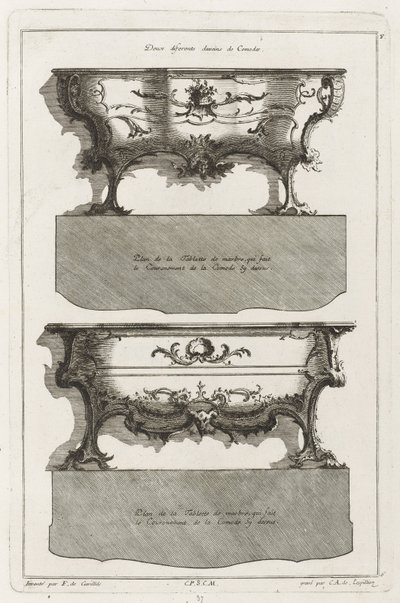 Deux différents desseins de commodes - Jean François Cuvilliés