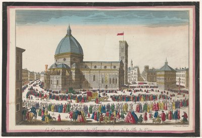 Vue de la cathédrale de Florence avec une procession le jour de la Fête-Dieu - Jean François Daumont